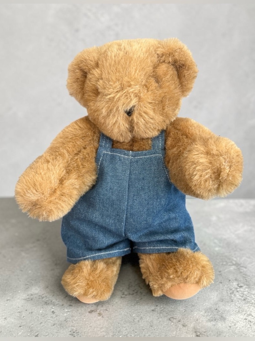 Vermont Teddy Bear Plush Bear Denim Overalls Stuffed Animal Collectible Small